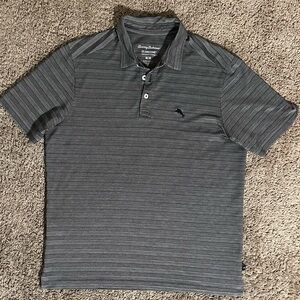 Tommy Bahama Dark Gray Striped Men's Polo Shirt